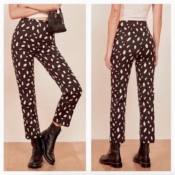 Reformation Marlon Splotch Pants Black White Size 4 - Picture 1 of 5